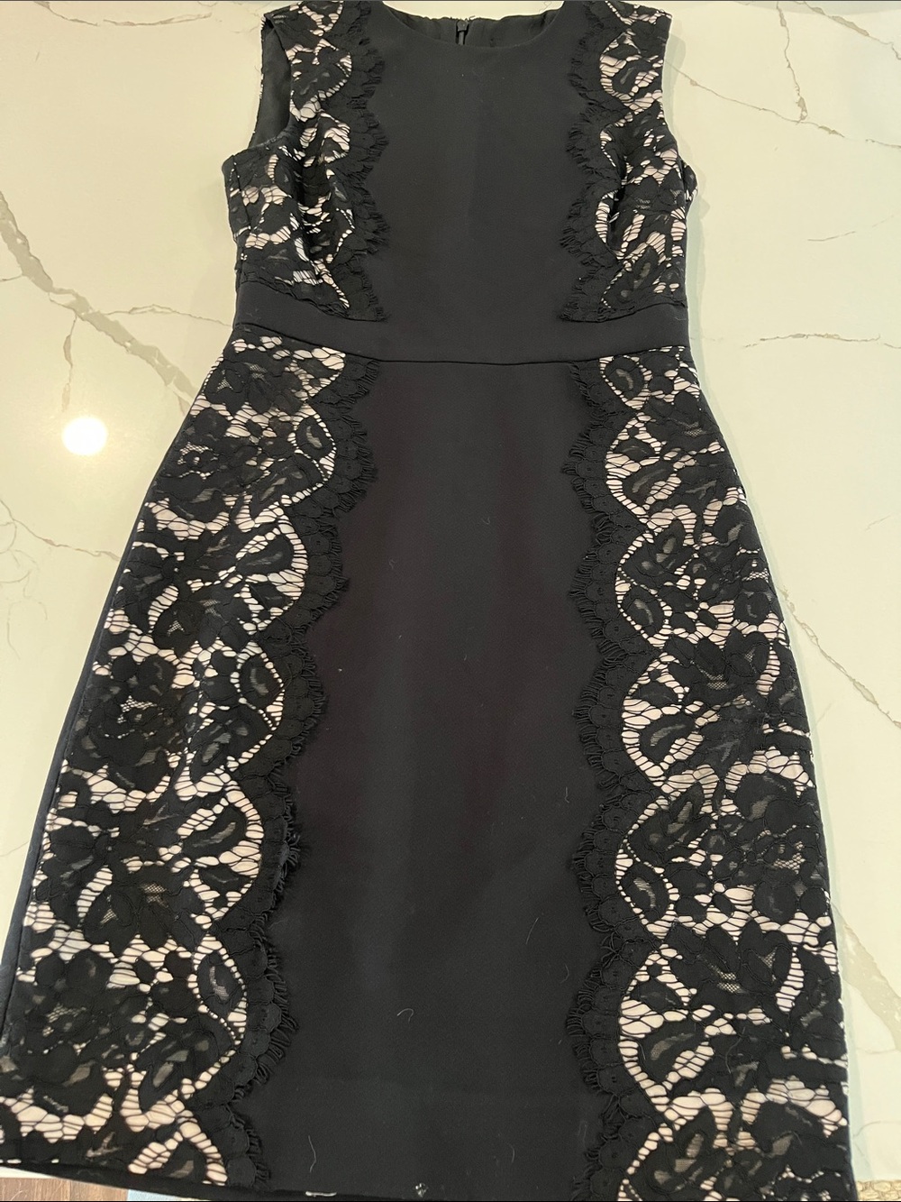 J.Crew black lace panel sheath dress
